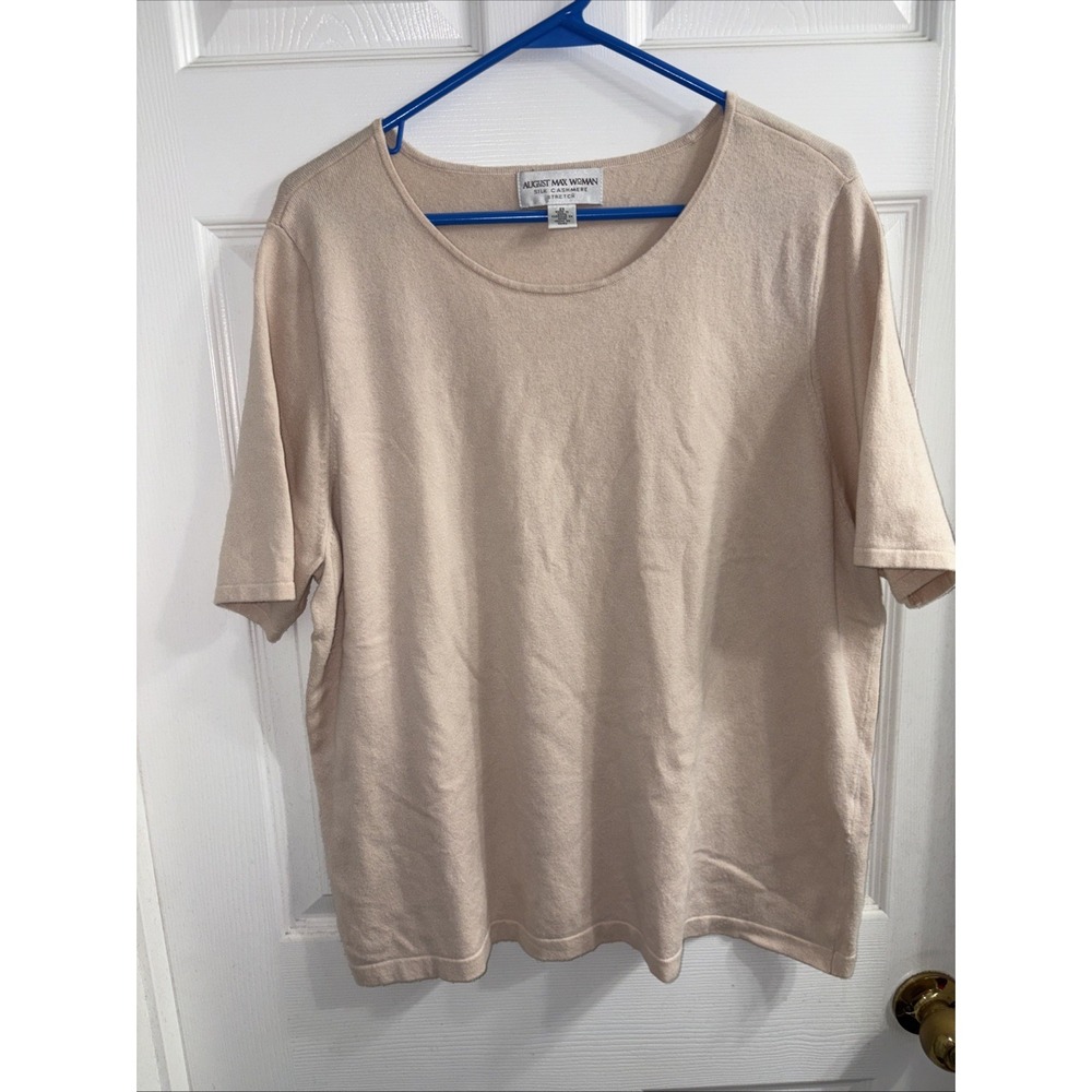 August Max Woman Beige/Cream Silk Cashmere Stretch Sweater Size 2X